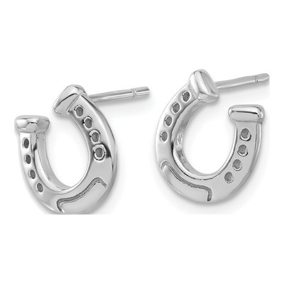 Sterling Silver Horseshoe Stud Earrings – view 3