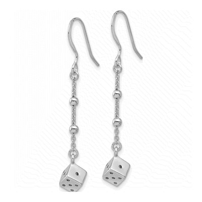 Sterling Silver Dice Dangle Earrings – view 3
