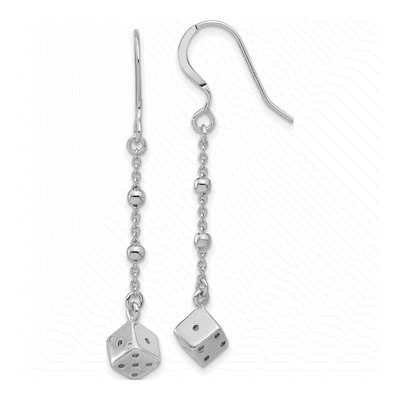 Sterling Silver Dice Dangle Earrings