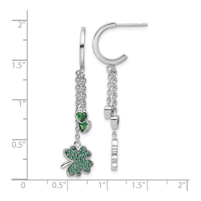 Sterling Silver CZ Clover Heart Dangle Earrings – view 5