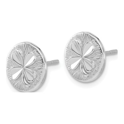 Sterling Silver Textured Clover Stud Earrings – view 3