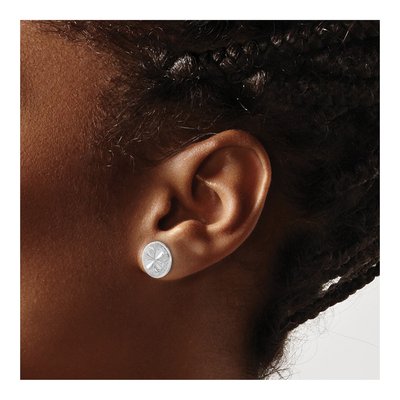 Sterling Silver Textured Clover Stud Earrings – view 4