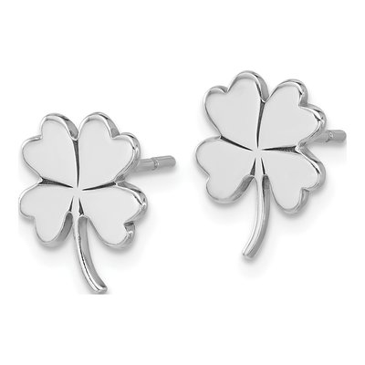 Sterling Silver Clover Stud Earrings – view 3