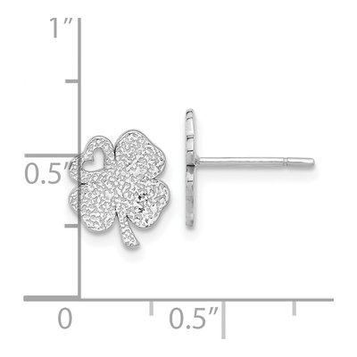 Sterling Silver Textured Clover Stud Earrings – view 5