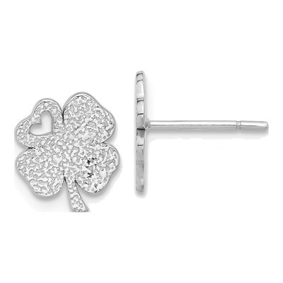 Sterling Silver Textured Clover Stud Earrings