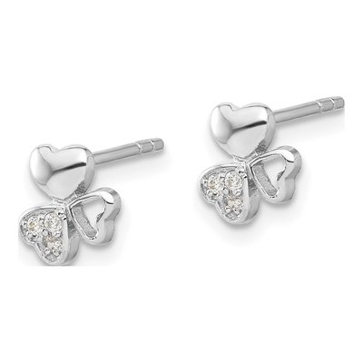 Sterling Silver CZ Triple Heart Stud Earrings – view 3