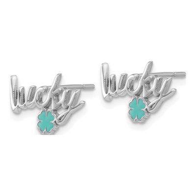 Sterling Silver Enamel Clover Stud Earrings – view 3