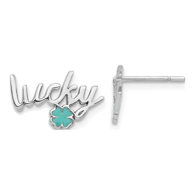 Sterling Silver Enamel Clover Stud Earrings