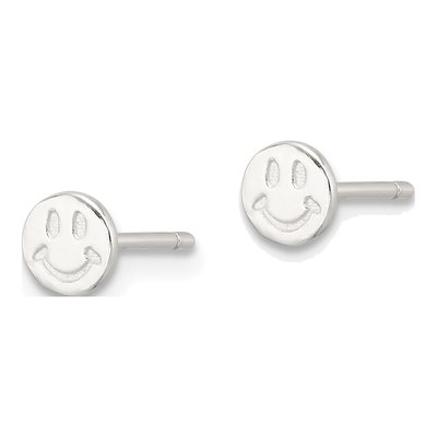 Sterling Silver Smiley Face Stud Earrings – view 3