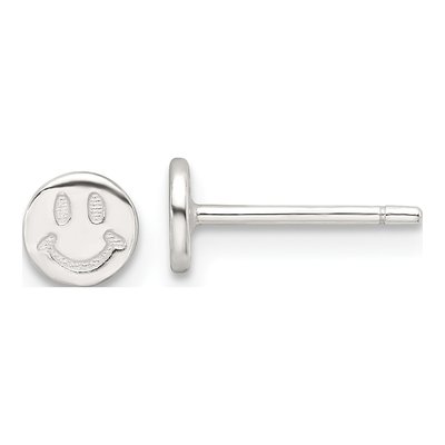 Sterling Silver Smiley Face Stud Earrings