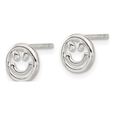 Sterling Silver Smiley Face Stud Earrings – view 3