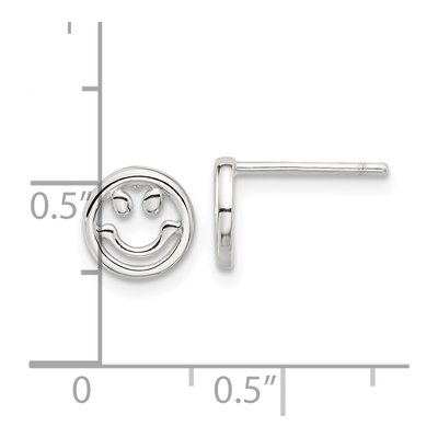 Sterling Silver Smiley Face Stud Earrings – view 5