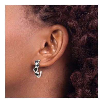 Sterling Silver 19mm Smiley Face Hoop Earrings – view 4