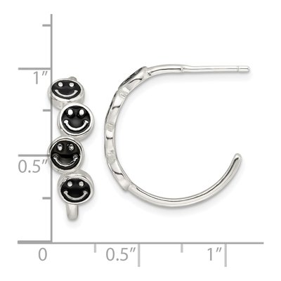 Sterling Silver 19mm Smiley Face Hoop Earrings – view 5