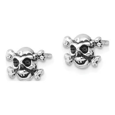 Sterling Silver Skull Crossbones Stud Earrings – view 3