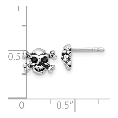 Sterling Silver Skull Crossbones Stud Earrings – view 5