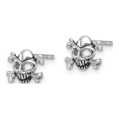 Sterling Silver Skull Crossbones Stud Earrings – view 3
