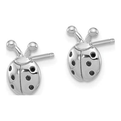 Sterling Silver Black Spinel Ladybug Stud Earrings – view 3