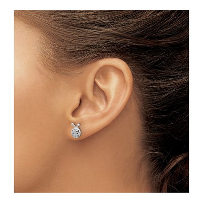 Sterling Silver Black Spinel Ladybug Stud Earrings – view 4