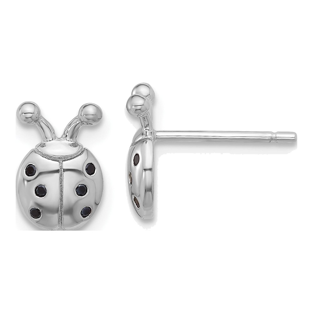 Sterling Silver Black Spinel Ladybug Stud Earrings