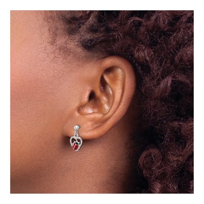 Sterling Silver Enamel Ladybug Heart Stud Earrings – view 4