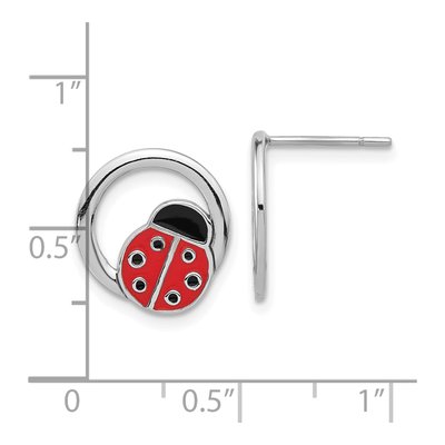 Sterling Silver Enameled Ladybug Button Stud Earrings – view 5