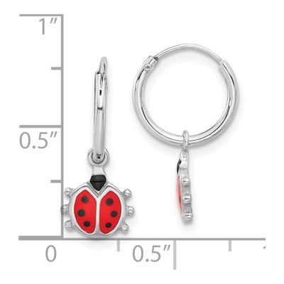 Sterling Silver 19mm Enamel Ladybug Hoop Earrings – view 5