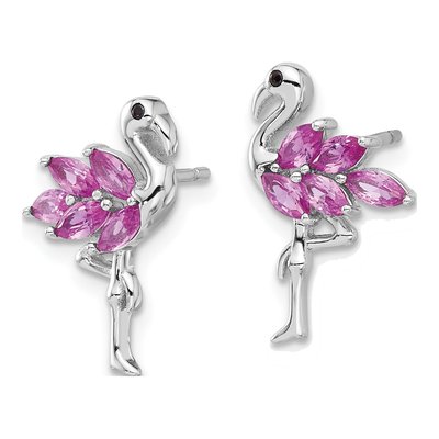 Sterling Silver Crystal Flamingo Stud Earrings – view 3