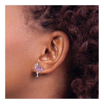 Sterling Silver Crystal Flamingo Stud Earrings – view 4