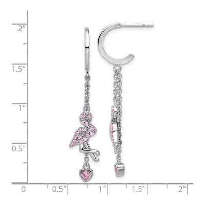 Sterling Silver CZ Flamingo Heart Dangle Earrings – view 5