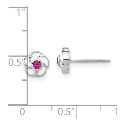 Sterling Silver CZ Girls' Flower Stud Earrings – view 5