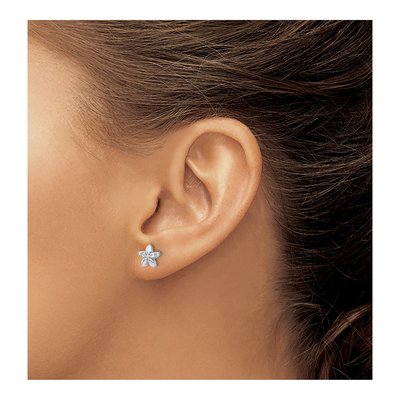 Sterling Silver CZ Flower Stud Earrings – view 4
