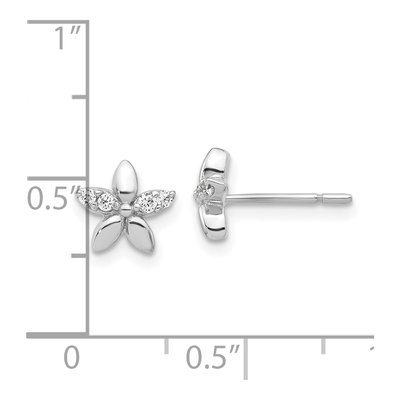 Sterling Silver CZ Flower Stud Earrings – view 5