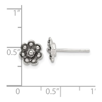 Sterling Silver Oxidized Flower Post Earrings – view 5