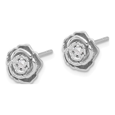 Sterling Silver CZ Flower Stud Earrings – view 3