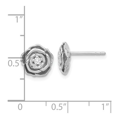 Sterling Silver CZ Flower Stud Earrings – view 5