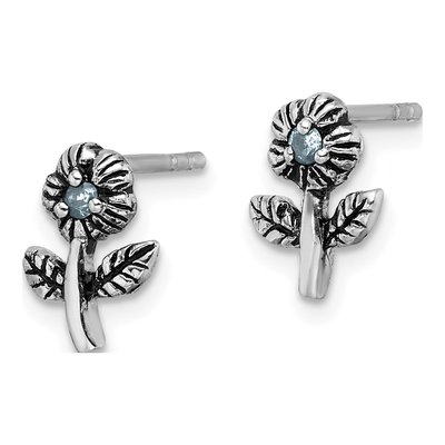 Sterling Silver CZ Flower Stud Earrings – view 3