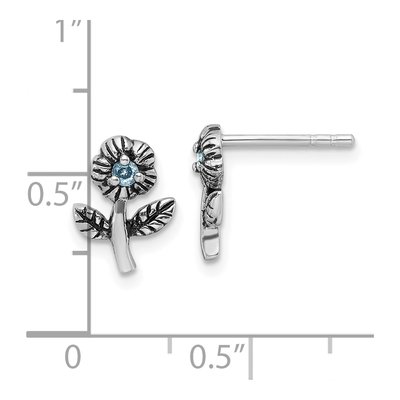 Sterling Silver CZ Flower Stud Earrings – view 5