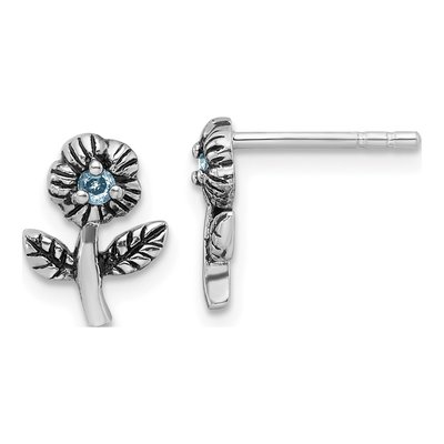 Sterling Silver CZ Flower Stud Earrings