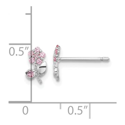 Sterling Silver CZ Flower Stud Earrings – view 5