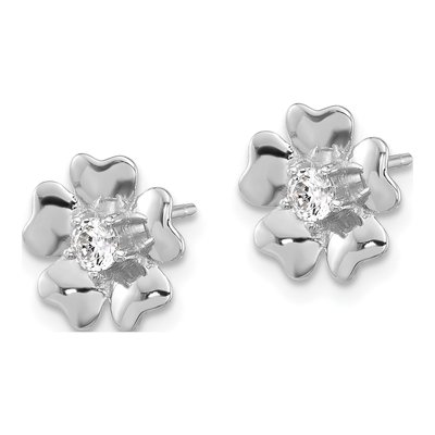 Sterling Silver CZ Flower Stud Earrings – view 3