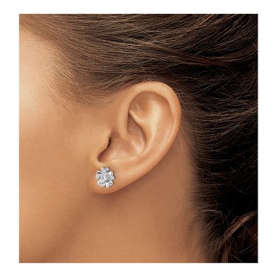 Sterling Silver CZ Flower Stud Earrings – view 4