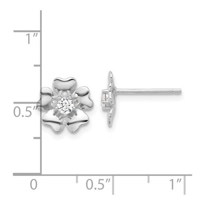 Sterling Silver CZ Flower Stud Earrings – view 5