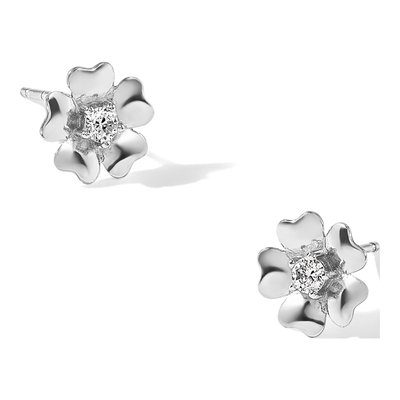 Sterling Silver CZ Flower Stud Earrings – view 6