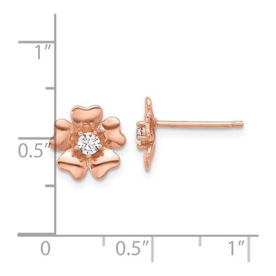 Rose Gold-Plated Sterling Silver CZ Flower Stud Earrings – view 5
