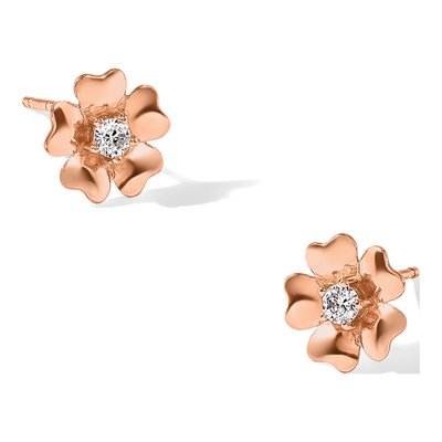 Rose Gold-Plated Sterling Silver CZ Flower Stud Earrings – view 6
