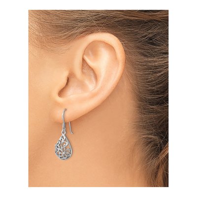Sterling Silver Filigree Flower Drop Earrings – view 4