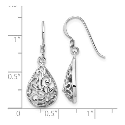 Sterling Silver Filigree Flower Drop Earrings – view 5