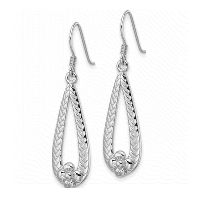 Sterling Silver Teardrop Flower Dangle Earrings – view 3