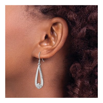 Sterling Silver Teardrop Flower Dangle Earrings – view 4